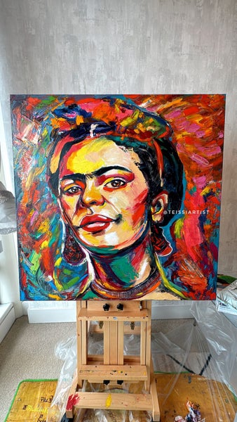 Frida Kahlo portrait pop art colourful painting texture abstract62854317199746112