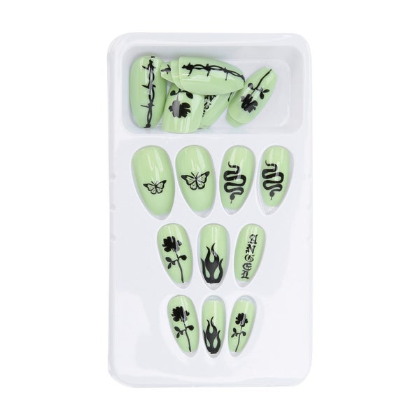 false glossy nails artificial fake nails false color full nails flame false Carousel 8