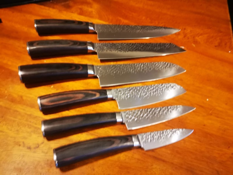 6 Piece Hammer Forged japanese vg10 knife set Carousel 1