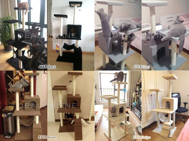 150CM Cat Tree House Scratching Post Condo Black 023 Carousel 4
