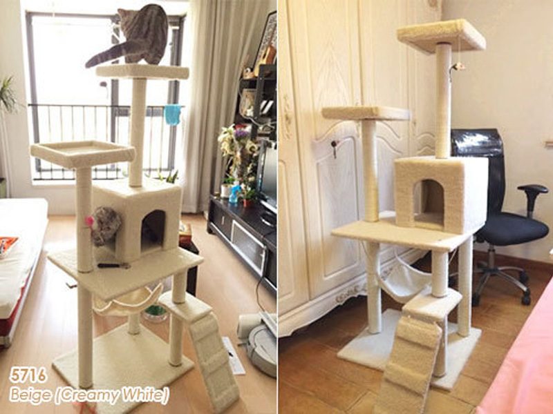 150CM Cat Tree House Scratching Post Condo Black 02363616839037571112