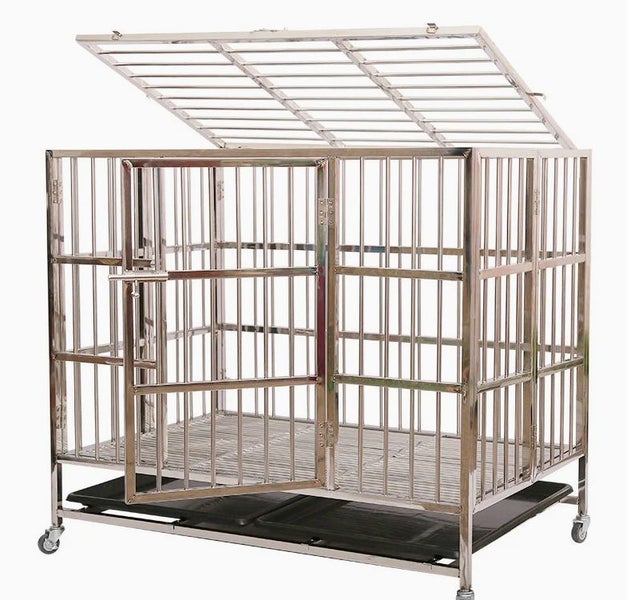 Collapsible Stainless Steel Pet Cage 110CM with Wheels FREE DELIVERY Wellington63616212115587110