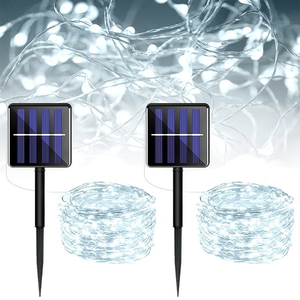 LUMIRO 2-Pack 22M 200 LED Solar String Lights - White Light Carousel 1