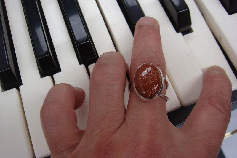 Ring | Gold Stone | nz made | size Q | 925 Sterling Silver #332 Carousel 1