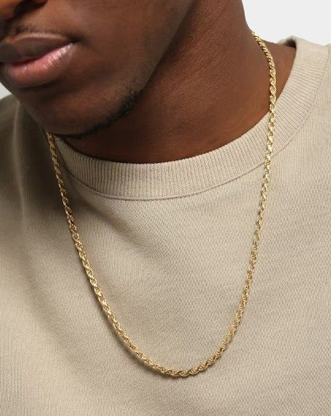 Men's 5MM Titanium Steel Solid Twisted Link Chain in 18K Gold - SALE! Carousel 2