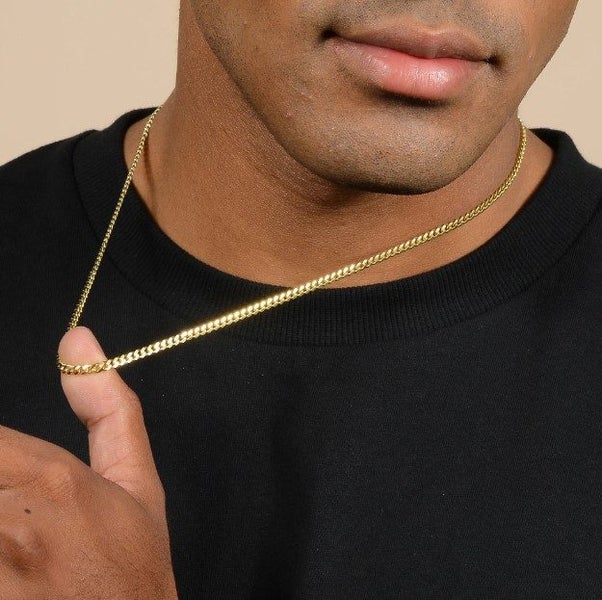 Men's Titanium 3MM Solid Cuban Link Chain in 14k Gold - SALE! Carousel 3