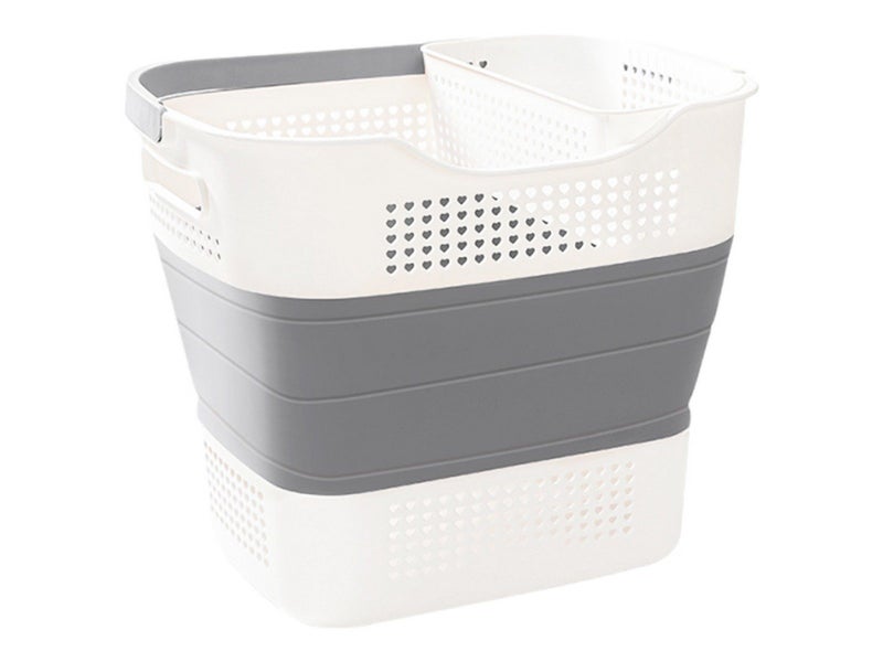 35L Collapsible Laundry Basket Clothes Washing Organizer Bin Grey Carousel 2