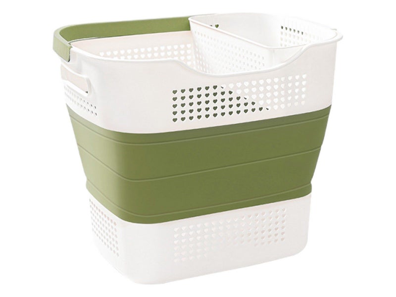 35L Collapsible Laundry Basket Clothes Washing Organizer Bin Green Carousel 2