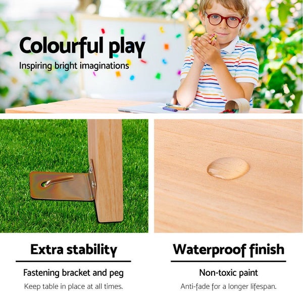 Keezi Kids Outdoor Table And Chairs Picnic Bench Set Children Kids Play Table & Carousel 5