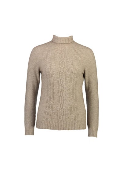 Possum Merino Polo Neck Jersey with Lace Detail Carousel 1