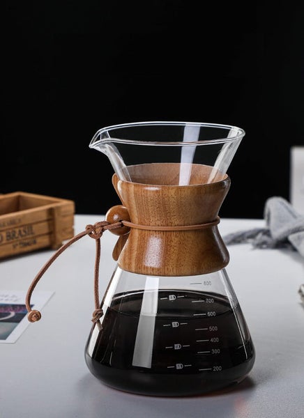 800ML Classic Glass Coffee Maker with Wooden Collar and Leather Strap62991661629442111