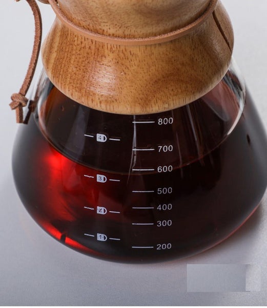 800ML Classic Glass Coffee Maker with Wooden Collar and Leather Strap62991661629442113