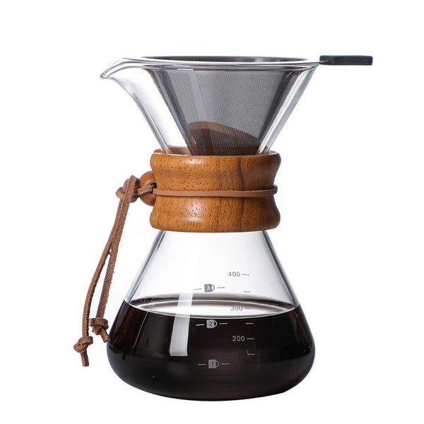 800ML Classic Glass Coffee Maker with Wooden Collar and Leather Strap62991661629442114