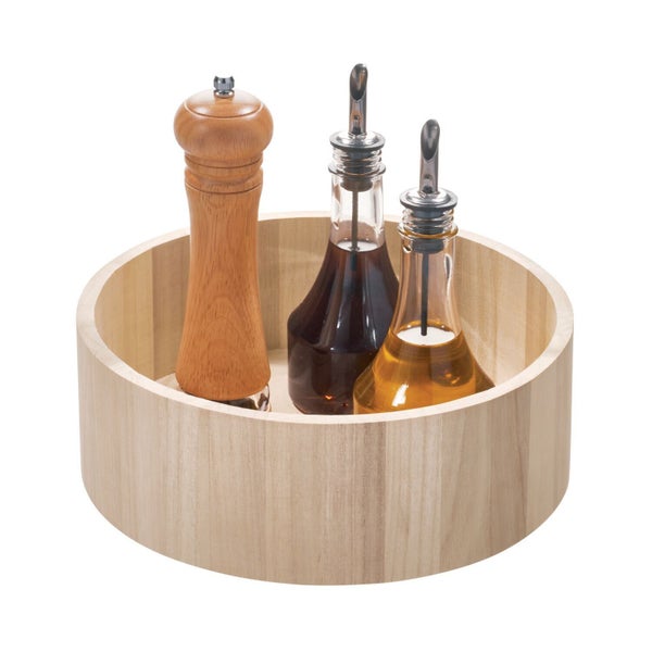 iDesign Tall Wood 26.67cm Turntable Kitchen Storage Pantry Organiser Natural Carousel 2