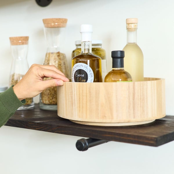 iDesign Tall Wood 26.67cm Turntable Kitchen Storage Pantry Organiser Natural Carousel 4