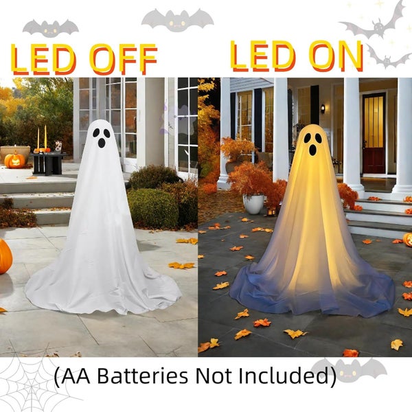 1 Pack Halloween Ghost Decorations with String Lights Outdoor Yard Front Porch G Carousel 2