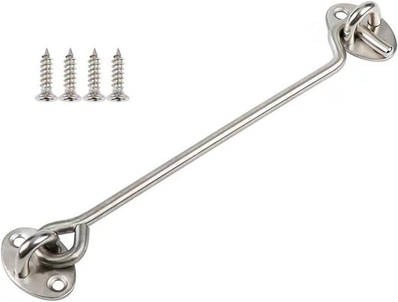 2PCS Barn Door Latch Sliding Door Lock with Screws & Eye Hook - Silver Carousel 2