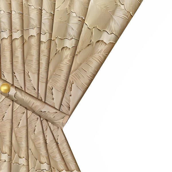 Anydrape Curtain Beige 100cmx250cm 3D Leaves Luxury indo Blackout Home Curtain Carousel 1