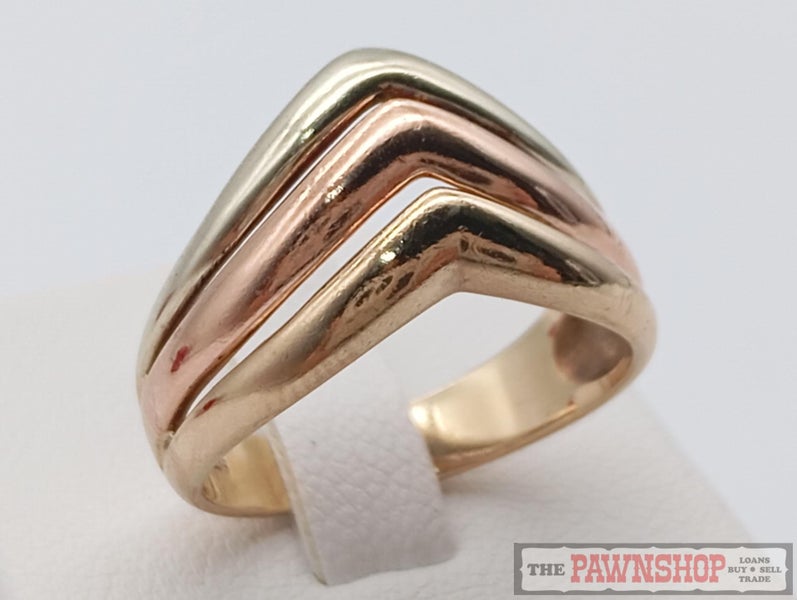 V Shaped Tri-color Ring in 9ct Gold62863231926275112