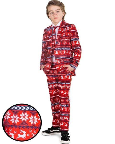 Christmas Red Nordic Pixel Boys Suitmeister Carousel 1