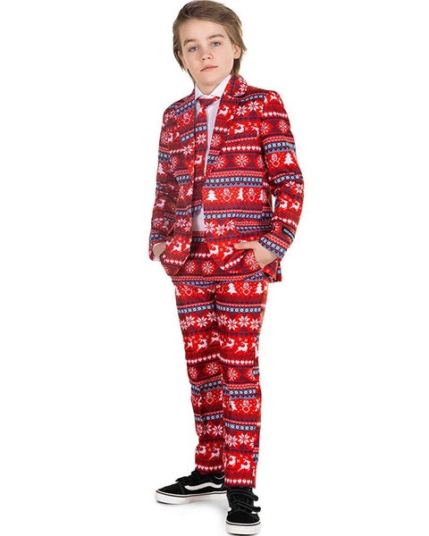 Christmas Red Nordic Pixel Boys Suitmeister Carousel 6