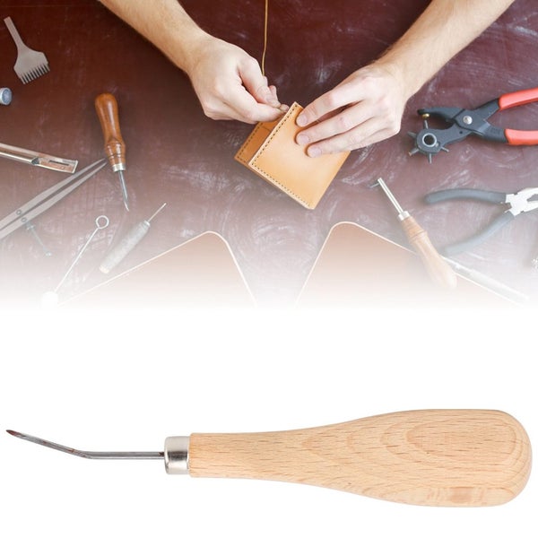 leather tool Rhombus Awl Steel Cone Punching Leather Tool Beech Handle Diamond Carousel 1