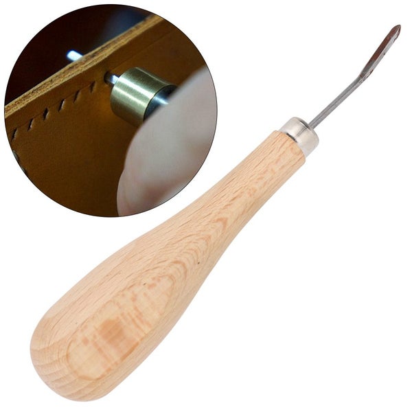 leather tool Rhombus Awl Steel Cone Punching Leather Tool Beech Handle Diamond Carousel 2