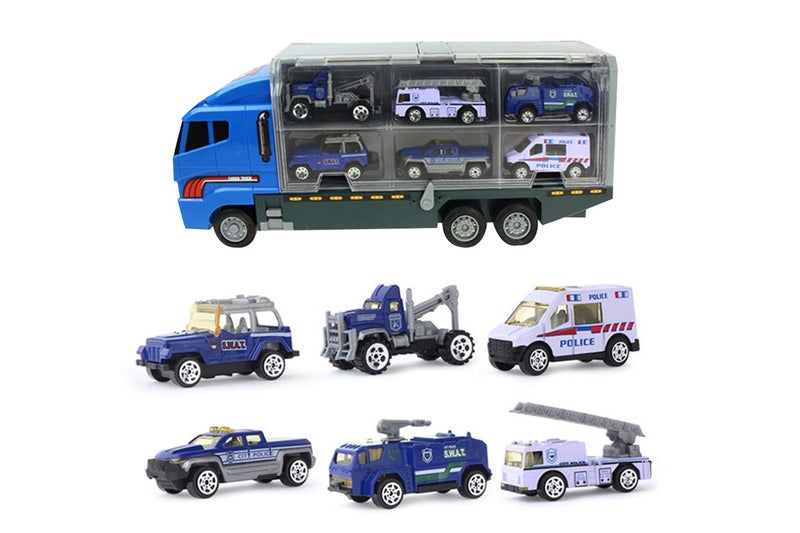 Back City Cars and Trucks Toy Vehicles Set for Boys Girls Educational Play-Blue Carousel 1