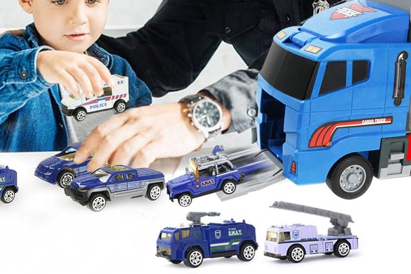 Back City Cars and Trucks Toy Vehicles Set for Boys Girls Educational Play-Blue Carousel 4