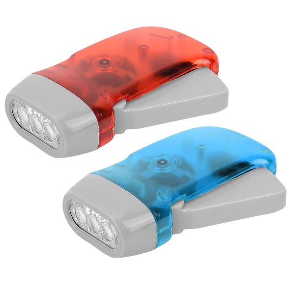 Outdoor Mini Manual Hand Crank Power LED Torch Emergency (Red Blue) Carousel 5