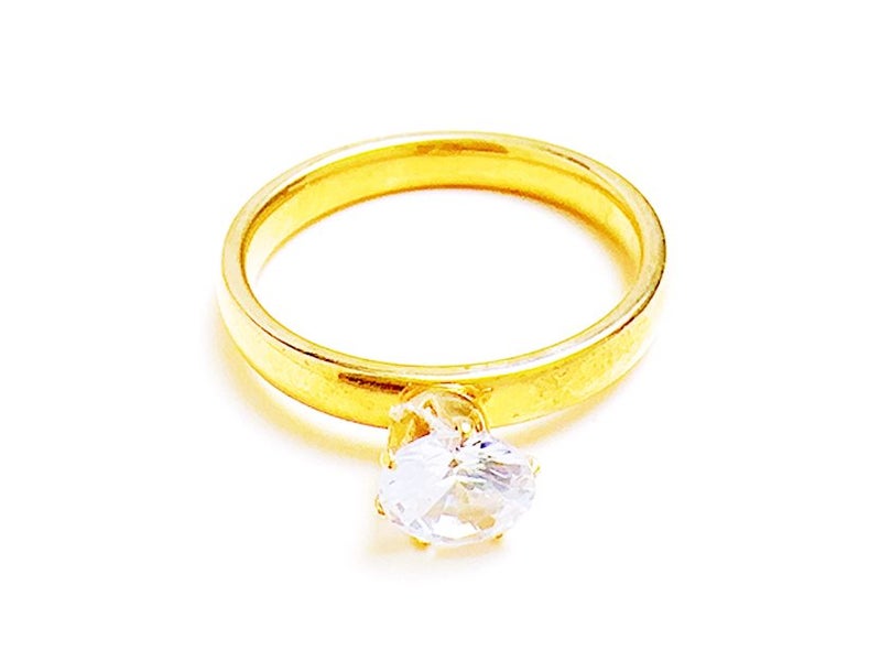 Gold Plated Stainless Steel Zirconia Couple Rings Carousel 2