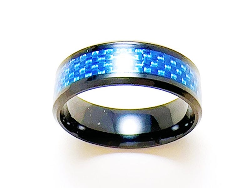 Blue Carbon Fiber Stainless Steel Ring Carousel 1