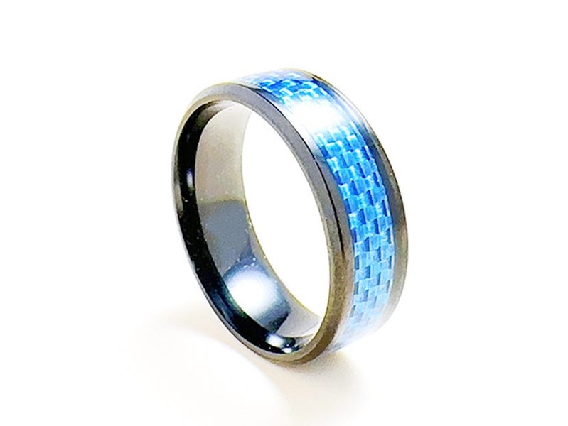 Blue Carbon Fiber Stainless Steel Ring Carousel 2