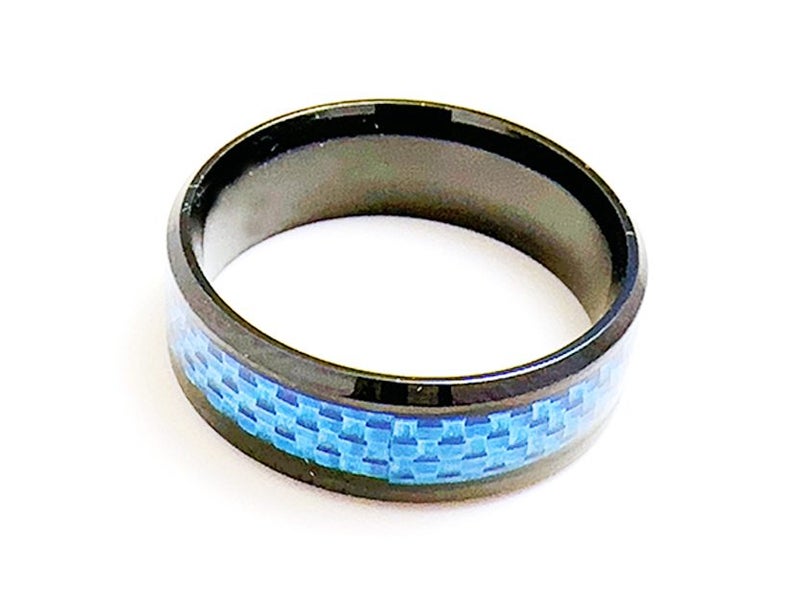 Blue Carbon Fiber Stainless Steel Ring Carousel 3