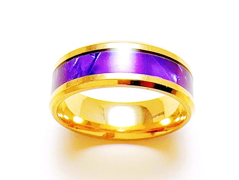 Stainless Steel Ring with Purple Oil Drip Design Carousel 1
