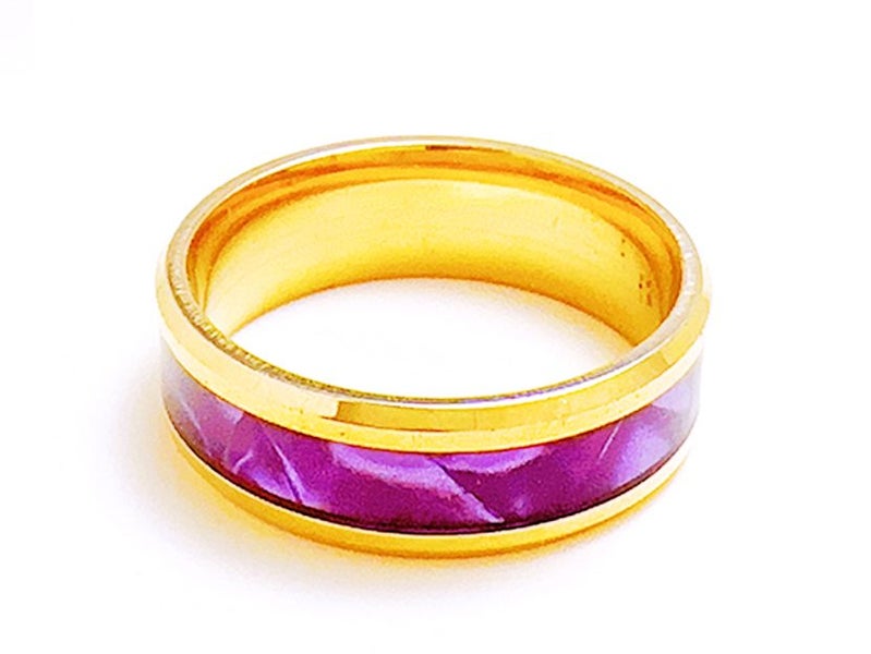 Stainless Steel Ring with Purple Oil Drip Design Carousel 3