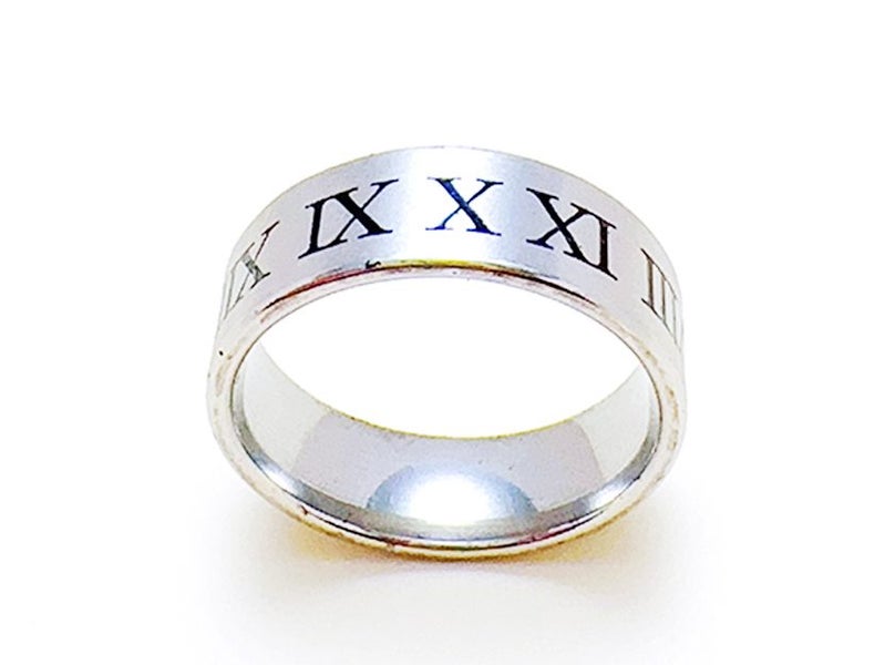 Stainless Steel Ring with Numeric Pattern Carousel 1