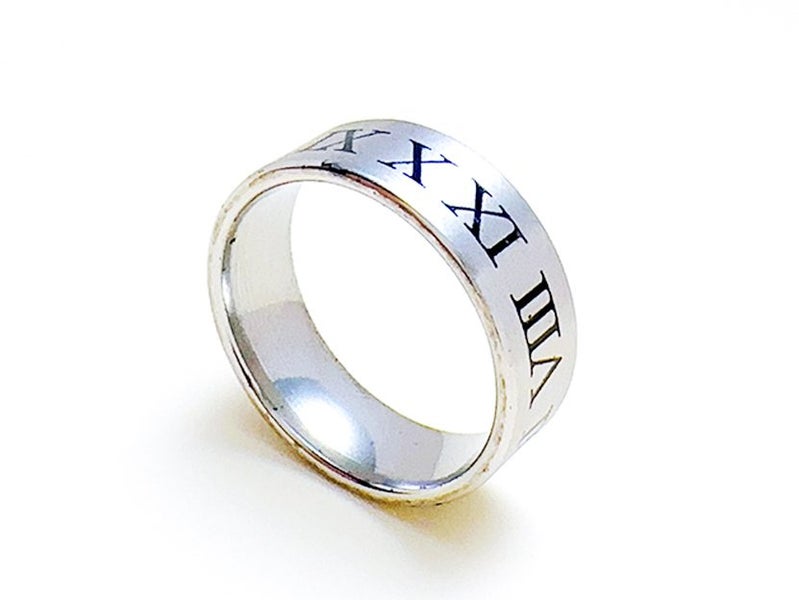 Stainless Steel Ring with Numeric Pattern Carousel 2