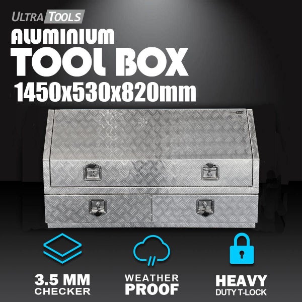 Aluminium Ute Van Tool Box 2.5mm 1450x530x820mm 2 Drawers Carousel 2