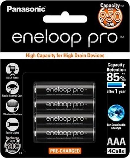 Panasonic Eneloop Pro AAA Rechargeable Battery 4 Pack Carousel 1