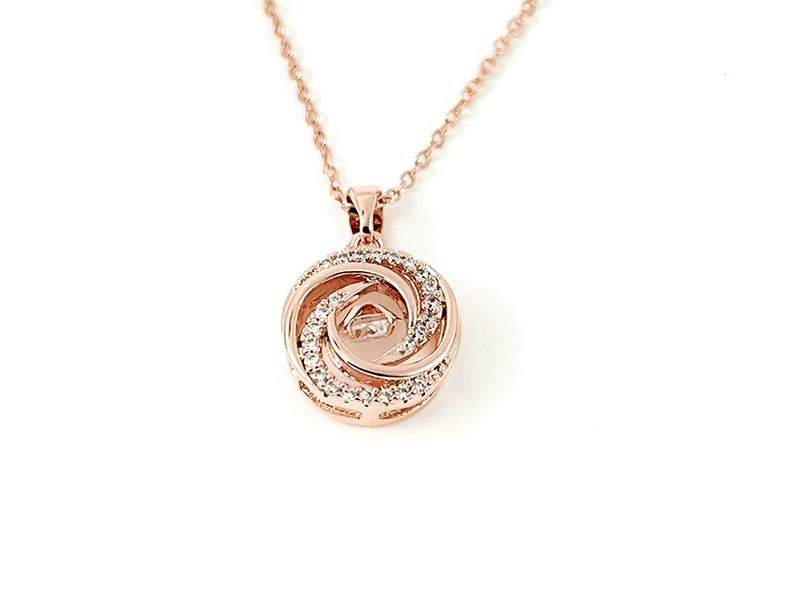 Rose Gold Pendant with Sparkling Zirconia Carousel 1