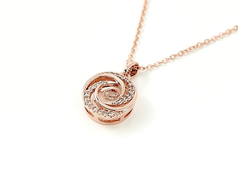 Rose Gold Pendant with Sparkling Zirconia Carousel 2