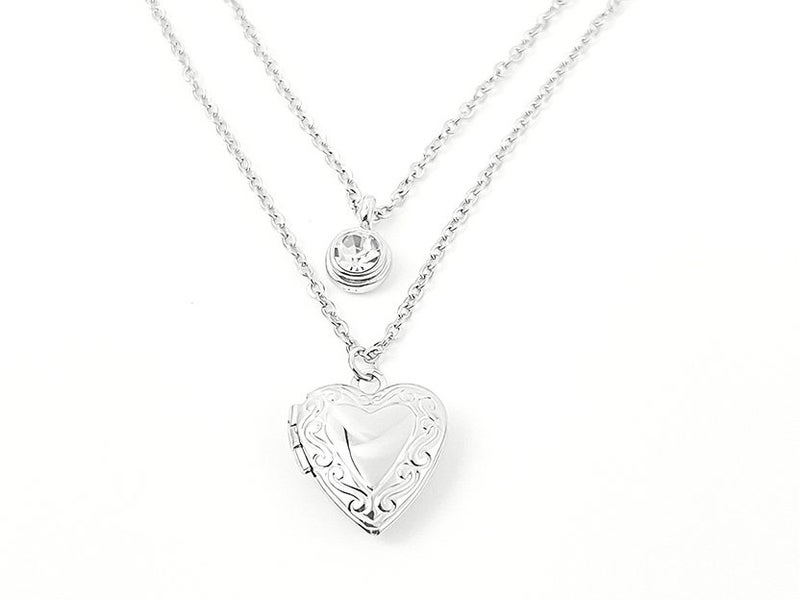 White Gold Zirconia Heart Photo Locket Cherish Love's Moment Carousel 1