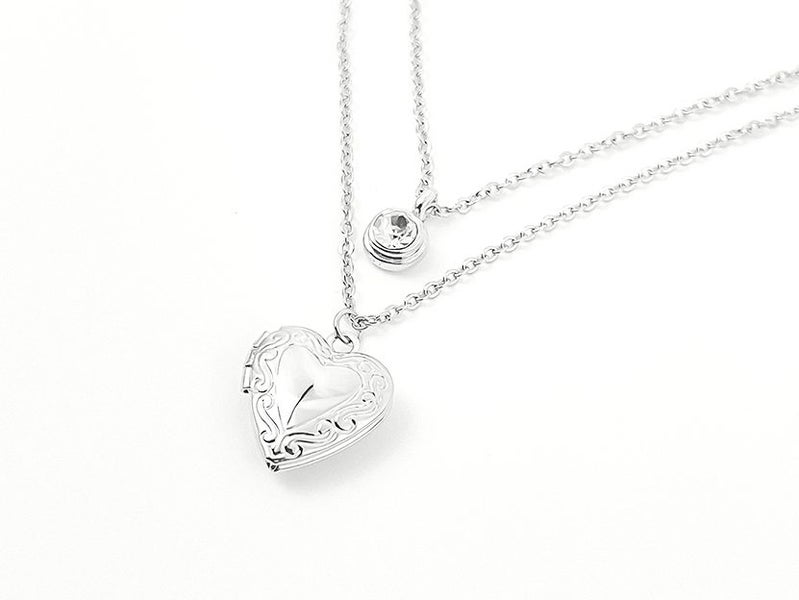 White Gold Zirconia Heart Photo Locket Cherish Love's Moment Carousel 2