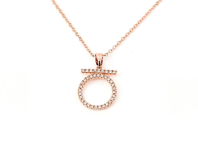 Zirconia-Accentuated Rose Gold Pendant Necklace Carousel 2