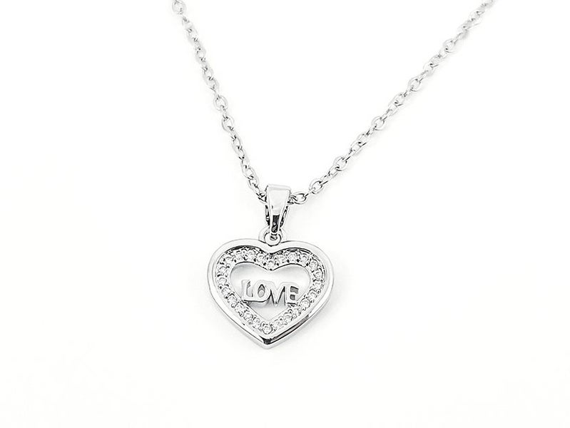 Classic Heart Zirconia Pendant in White Gold Carousel 1