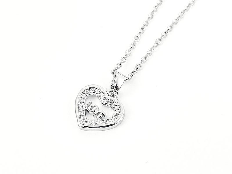 Classic Heart Zirconia Pendant in White Gold Carousel 2