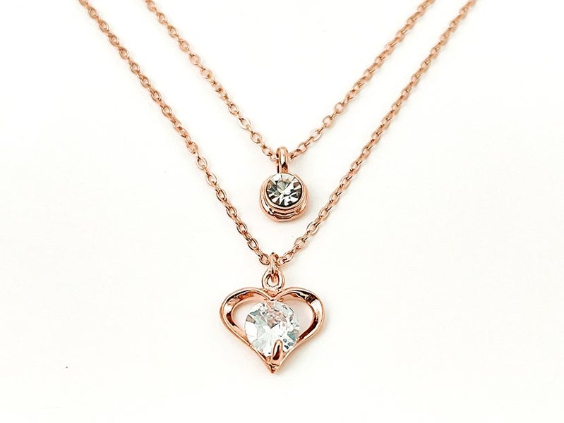 Zirconia-Adorned Rose Gold Heart Pendant Carousel 1
