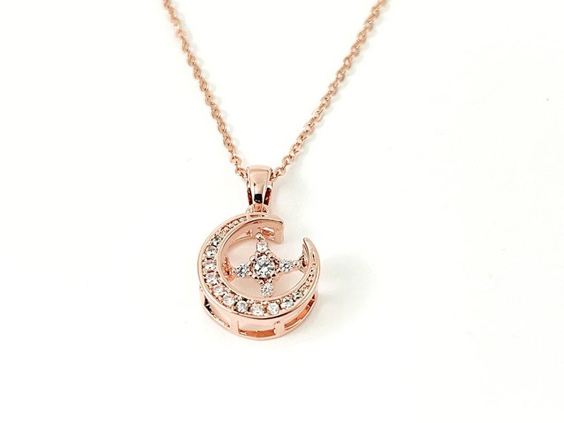 Rose Gold Pendant with Sparkling Zirconia Carousel 1