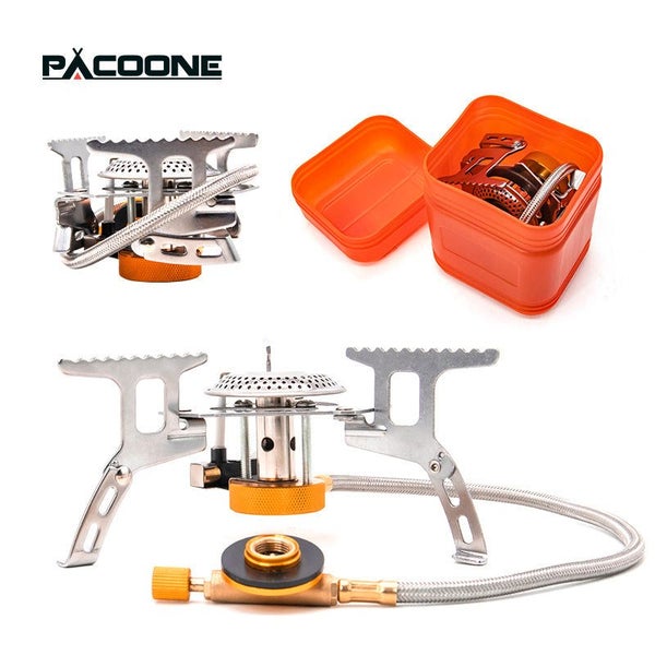 PACOONE Camping Gas Stove Outdoor Windproof Tourist Burner Portable Folding U... Carousel 2